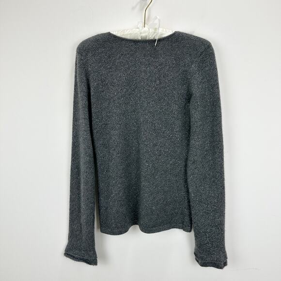 Ann Taylor Cashmere Sweater Long Sleeve Metallic Gray Classic Minimalist XS - Picture 8 of 10